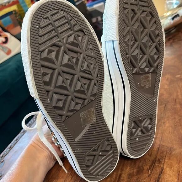 Manoush silver studded white canvas high top sneakers, size 37 EU, 6.5 U.S.! - Picture 8 of 12